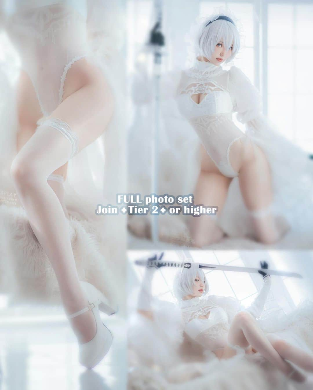 Elyさんのインスタグラム写真 - (ElyInstagram)「Classic white bride🤍 In this month, you can have both Black & White bride 2B💗 Full  set(18p) in this month set B 💌   ✧～✧～✧ 今月のB-セット写真は2Bの白花嫁です🤍  ✧～✧～✧ 經典白花嫁🤍 在這個月可以全~都~要!同時擁有黑與白花嫁2B~💗  完整寫真組(18p)收錄在本月B組💌  #ely #elycosplay #cosplay #2B #nierautomata #nierautomata2b #nierautomatacosplay」9月21日 19時48分 - eeelyeee