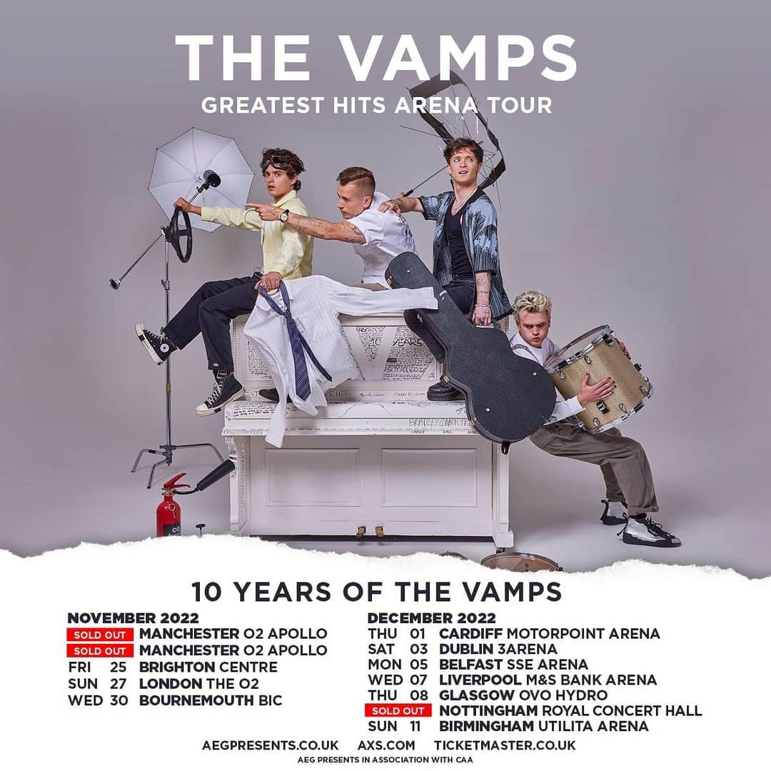 The Vampsさんのインスタグラム写真 - (The VampsInstagram)「Both nights in Manchester sold out now you guys are crazy ❤️‍🔥 all other dates are close, link in bio for last few tickets, we cannot wait to celebrate with you x」9月22日 3時10分 - thevamps