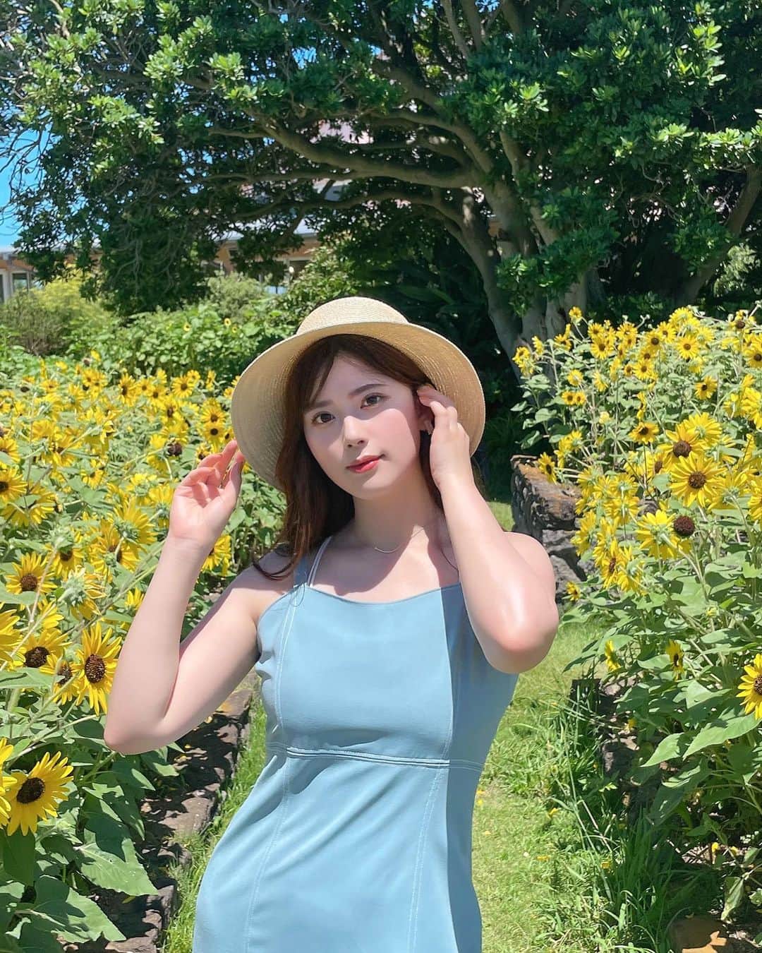 伊藤奈月さんのインスタグラム写真 - (伊藤奈月Instagram)「⁡ ひまわり畑には 麦わら帽子が 定番アイテム👒🌻 ⁡ #カピバラが好き #ひまわり畑  #ひまわり」9月29日 22時17分 - naachan__
