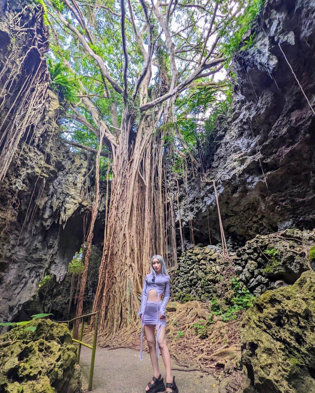 美咲あいりさんのインスタグラム写真 - (美咲あいりInstagram)「🌳🪸🏜 ⁡ ⁡ #ガンガラーの谷 #ウフシュガジュマル #ガジュマルの木 #鍾乳洞 #洞窟 #沖縄 #valleyofgangala」10月4日 13時37分 - misakiairi