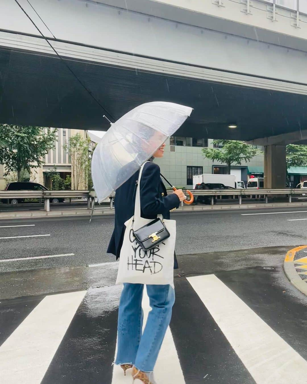 大草直子さんのインスタグラム写真 - (大草直子Instagram)「いやいや。寒すぎるよ、おかしいよ🌨🥶慌ててタートルとジャケットにしたけど、これでも寒かった💦🐈を抱っこして、暖をとりたい。 #celine #plst #gallardagalante #apstudio #christianlouboutin  #lesportsac  #傘は例の @lesportsacjapan とのコラボ #傘袋が便利で #本当に感動もの #今日は20時から @vermeilpariena でライブだよ」10月6日 17時08分 - naokookusa