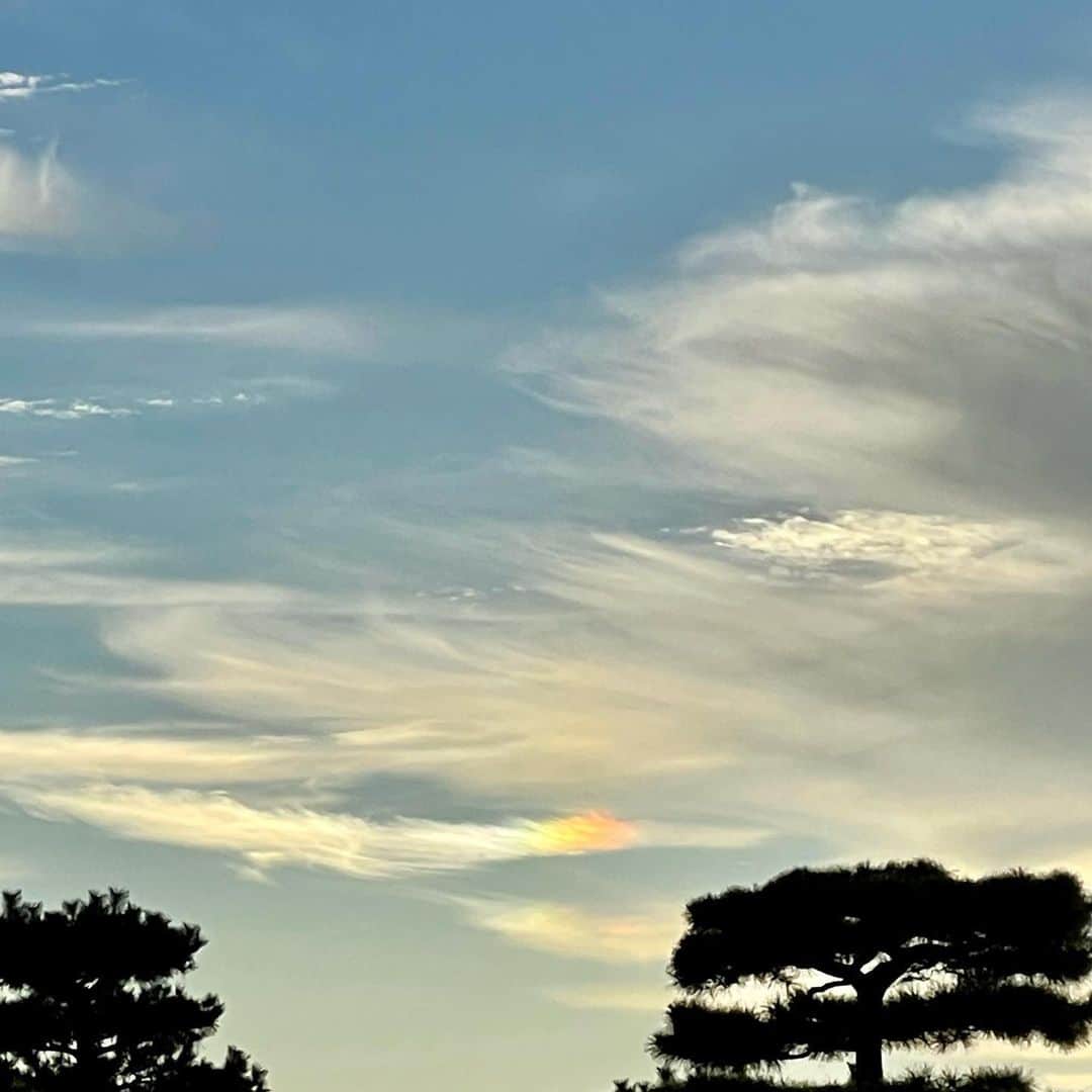 吉井明子さんのインスタグラム写真 - (吉井明子Instagram)「𓍯𓍯𓍯  京都の旅と空の記録。 夕焼けに見とれていたら幻日（げんじつ）に遭遇。 「幻日」とは太陽の横で、薄雲が虹色に輝く現象です。太陽高度が低い時に現れやすく、朝日や夕日の両脇によく見られます。 太陽はちょうど二条城の向こう側に（位置関係は2枚目にあります）。 　  2022年9月21日  #幻日 #太陽の横 #虹色 #🌈 #二条城 #京都 #kyoto #japan #京都旅 #travel #travelphotography #trip #空 #sky #明さんぽ #気象予報士 #気象キャスター #weatherforecaster #기상캐스터　#氣象主播 #吉井明子」10月9日 23時58分 - akiko_yoshii_sunny_rain