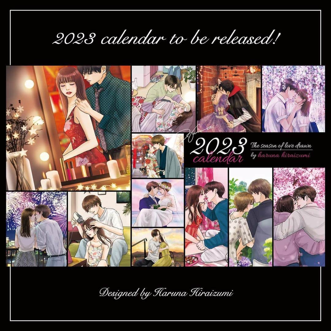 平泉春奈さんのインスタグラム写真 - (平泉春奈Instagram)「⁡ 📢お知らせ ⁡ お待たせしました🥳🎉 毎年恒例🌟2023年卓上カレンダー販売のお知らせです🗓これだけは絶対毎年作らなければ！というよくわからん使命感によって、どんなに仕事が忙しかろうと頑張ると決めています🫡 ⁡ 今回も春夏秋冬を存分に感じられる、愛が溢れたカップルイラストを表紙も入れて13枚収録してます🌸🎆🎃🎄背景色は全部違うので、毎月新鮮な気持ちで楽しめるよ🥺❤️ また1年間、私の絵と共に暮らして下さい❤︎（もちろん今回も送料無料です！！） ⁡ 数量限定なので、欲しい方はお早めにご注文下さい！一応多めには作ってますが…欲しい方の手に届きますように！！ ⁡ サイトのリンクはストーリーズハイライトに残すので、先に会員登録しておくと販売当日慌てずスムーズに注文して頂けると思います❣️（住所間違いも毎年多いから、気をつけてね！） ⁡ ⁡ 💘カレンダー販売の詳細です↓↓↓↓↓↓↓↓ ⁡ 【販売日時】 11月6日(日)20時〜 ⁡ 【販売サイト】 春屋（※全品送料無料） ⁡ 【素材】 最高級上質紙220㎏。マットでスベスベした厚手の上質紙で高級感のある丈夫な紙質です。表面にうっすらグロス感があって、複雑な色味も綺麗に印刷されています。片面カラー13枚セットになってます。しっかりした厚みのある黒いスタンド付きです。 ⁡ 【組立てサイズ】 A6はがきサイズ W148×H115×D62mm ※リング部分除く ⁡ 【配送方法】 クリックポスト(日本郵便) ※入金確認後順次発送となります。 ※ポスト投函による配送方法ですので細かい日時指定や配送指定はできません。詳しくは『クリックポスト』で検索して下さい。 ※日本国内発送のみ ⁡ ⁡ ⁡ ⁡ #カップルイラスト #猫 #イラスト #ラブストーリー #カップル #イラストレーション #恋愛 #恋人 #夫婦 #インテリア #キス #ハグ #同棲 #キスシーン #2023年カレンダー#イラストレーターグッズ #卓上カレンダー　#ラブシーン #ハロウィン #桜 #クリスマス #春夏秋冬 #ウエディング #illustration  #coupleillustration #Illustrator」11月3日 19時38分 - hiraizumiharuna0204