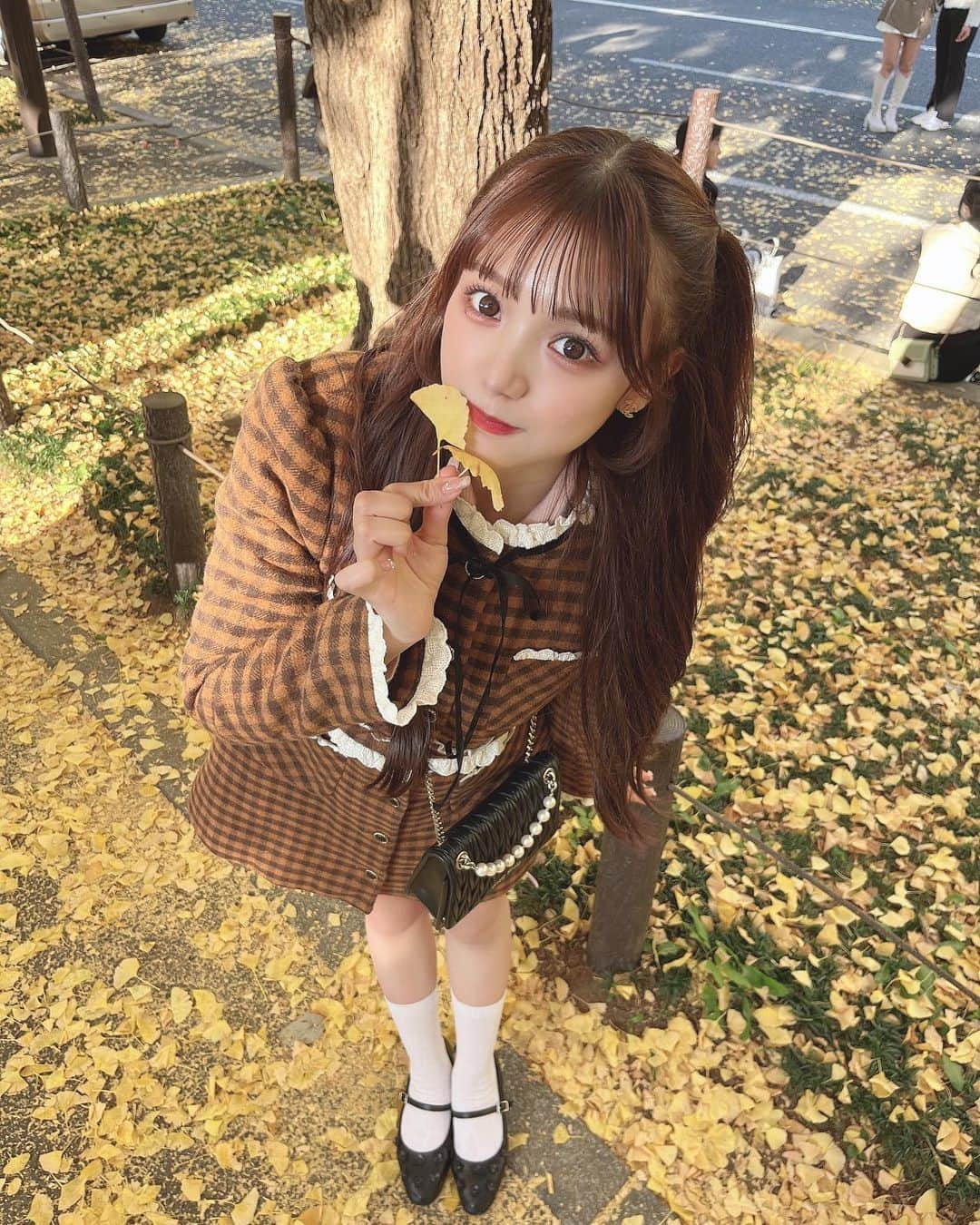 古澤里紗さんのインスタグラム写真 - (古澤里紗Instagram)「今年もイチョウ見に行きましたッ . . 秋だね ーー 焼き芋食べたいね ーー🍠 . . #フレンチガーリー  #ふーりーこーで #紅葉」11月18日 22時04分 - fuuuuu_ri