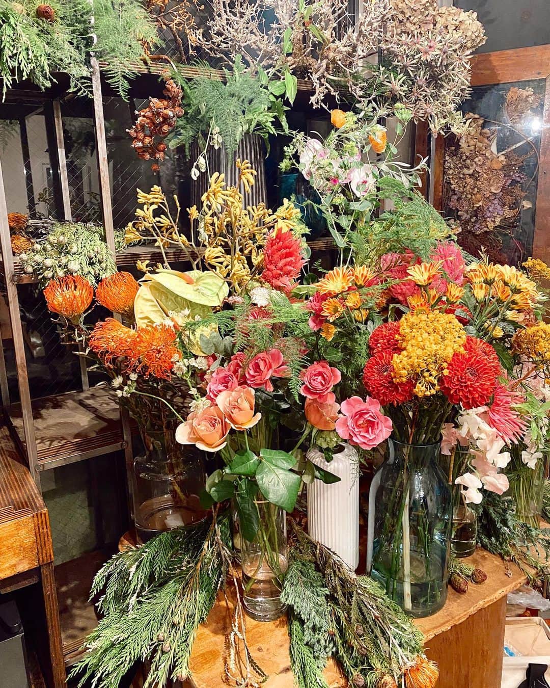 Rihwaさんのインスタグラム写真 - (RihwaInstagram)「「誰のために買ったの？」って聞かれて『自分のためです！』って答えた時の気持ち良さ、なんか爽快だったな。☺️🌿✨ 家の花瓶に合わせてお花を選ぶ。いつもよりちょっと洒落たこと、してみたよ💐✨ ボリュームも長さも、気持ち良いくらいジャストフィット。 お部屋が明るくなったなぁ💞💐  珍しい植物が沢山で、お話聞いてたら楽しくなって、どんどん追加しちゃった！🤣💖💖💖 カンガルーの前足みたいだから「カンガルーポー」っていう名前の植物、写真から、どれか分かるよね？🤭🦘」11月22日 14時49分 - rihwa_official