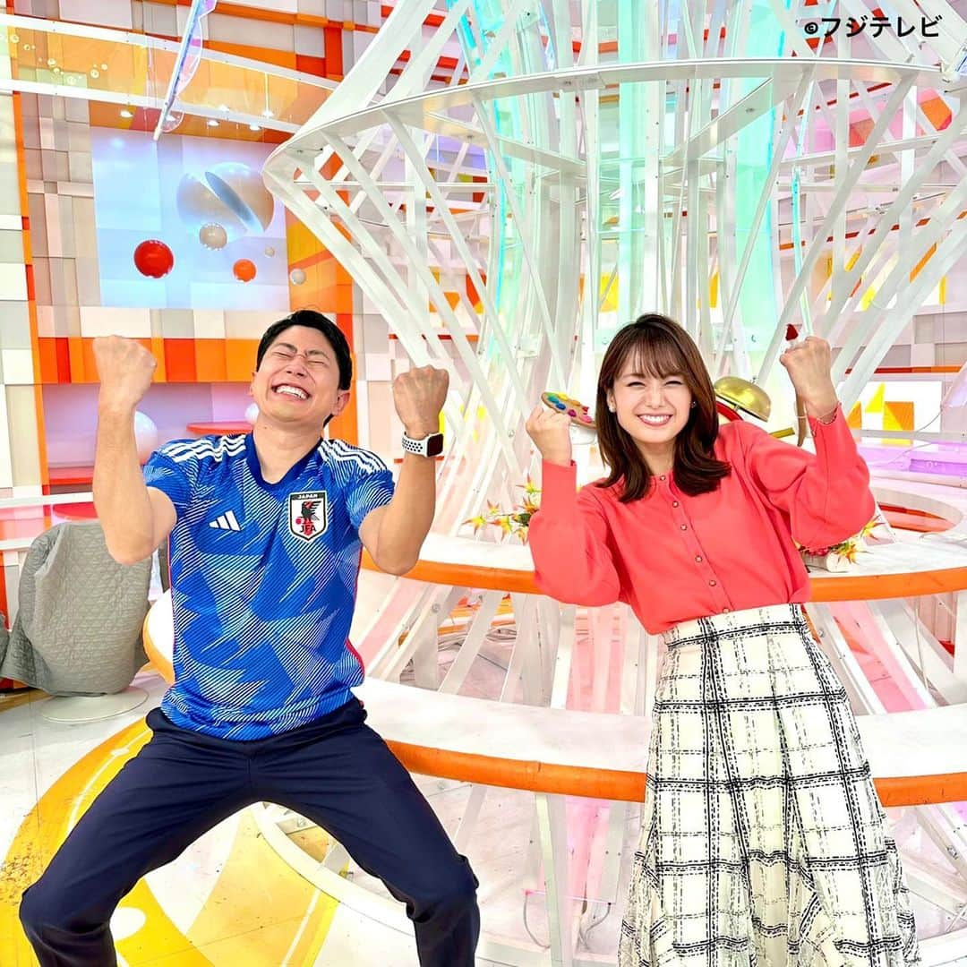 フジテレビ「めざましテレビ」さんのインスタグラム写真 - (フジテレビ「めざましテレビ」Instagram)「．  W杯ドイツ戦…⚽️  日本代表の勝利への興奮冷めやらぬ中放送が始まり✨ 私たちめざましキャスターも試合を振り返りながら❗️ 感動しながら❗️お伝えしました☺️  次の日本戦も気合いを入れて応援しましょう😆‼️  #めざましテレビ #井上清華  #酒主義久」11月24日 18時48分 - mezamashi.tv