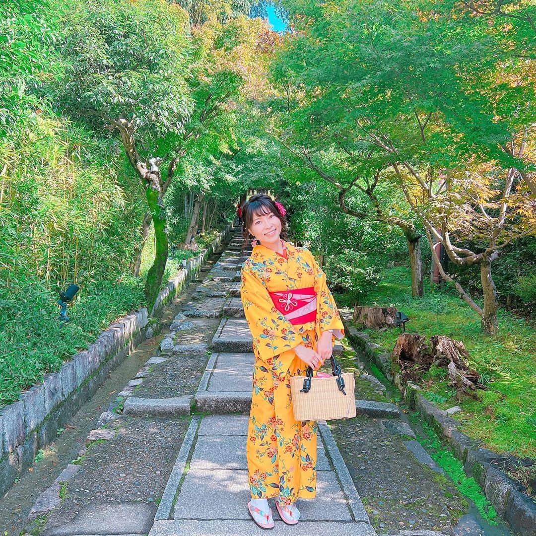 DJ MIYAさんのインスタグラム写真 - (DJ MIYAInstagram)「きゃっほー💖💖京都のねねの道にある【台所坂】というところです。 これを上がっていくと高台寺へ行けるそうです。 以前、真冬に高台寺のライトアップ見に来たことあったなー🤭(^O^)  秋の京都って今まで行ったことなかったかも💖 すごく良かった。  着物は　@rentalkimonookamoto  レンタル着物岡本さんの祇園店さまでおせわになりました💖  黄色の着物に帯はピンク👘髪飾りとかも選ぶの全部楽しかった。  あと超行列になってる中華気になった笑  撮影日:11月2日 2022日  #レンタル着物岡本 #祇園 #台所坂  #京都レンタル着物 #京都着物レンタル #京都女子旅 #着物散策 #京都散策 #京都旅行記  #旅ブロガー #旅インスタグラマー #京都観光 #インスタ映え #インスタグラマー #インフルエンサー #京都祇園 #タビジョ #旅好き女子 #旅インフルエンサー #京都旅行 #着物レンタル  #京都旅 #旅スタグラマー #トラベラー #トラベルインフルエンサー #旅行記 #京都 #関西旅行 #京都好き #そうだ京都行こう」11月27日 2時31分 - dj_miya