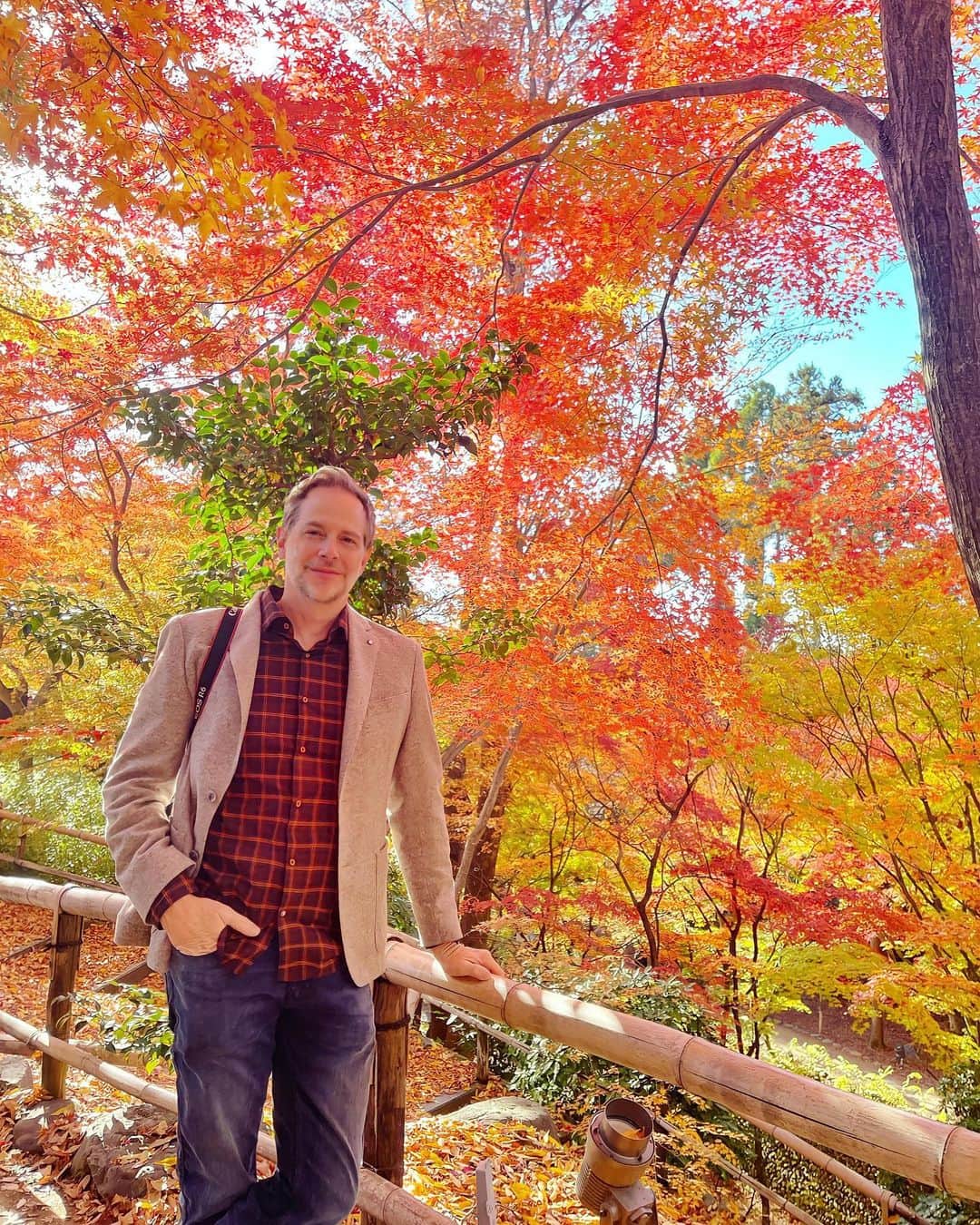 アンミカさんのインスタグラム写真 - (アンミカInstagram)「京都の紅葉🍁  初冬に入りましたがまだまだ陽射しが暖かく、昨年の極寒の中を紅葉狩りした思い出に比べてとても過ごしやすい朝です。  紅葉被りのアウターで、夫婦で紅葉狩りに行ってしまいました🍁  今回は旦那様自慢の、ふるさと納税で手に入れたカメラとレンズ📸で、私が旦那様を激写📸  春の桜🌸と秋の紅葉や銀杏🍁の季節は、必ず夫婦で京都を訪れ、心の深呼吸をします。  四季それぞれに美しさを持つ日本の魅力に、改めてこの数年で気付きました。  来年からは東北も訪れたいな😊  #夫婦旅　#京都　#紅葉狩り　@thechristinequinn」11月28日 9時58分 - ahnmikaofficial
