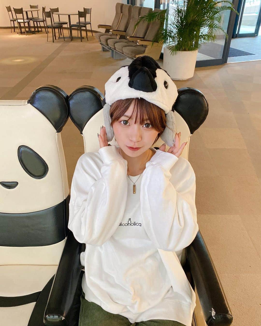 小坂田純奈さんのインスタグラム写真 - (小坂田純奈Instagram)「パンダの椅子に座るペンギン🐧  大雨だったけど楽しかった和歌山最高🏖🔥  #アドベンチャーワールド #和歌山観光 #和歌山旅行 #白浜旅行 #南紀白浜」11月29日 21時27分 - official_junata