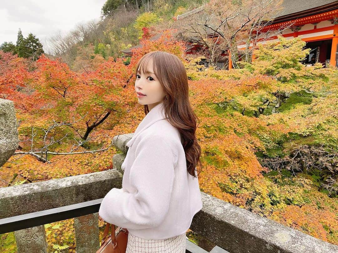 八鍬里美さんのインスタグラム写真 - (八鍬里美Instagram)「こないだの京都旅行続き🫶 2日目はお昼前に清水寺に行きました🍁 定番スポットだけどやっぱりキレイ！ 夜ライトアップされてるのも見たかったなぁ☺️✨ 次は着物を着たいです👘  お昼は楽しみにしてた湯豆腐！ 湯豆腐も天ぷらも超美味しかった(  ˊ͈ ˙̫ ˋ͈ )幸🫶🏻  #京都#清水寺#京都観光#湯豆腐#ミシェルマカロン#michellmacaron」12月2日 18時19分 - satomi_yakuwa