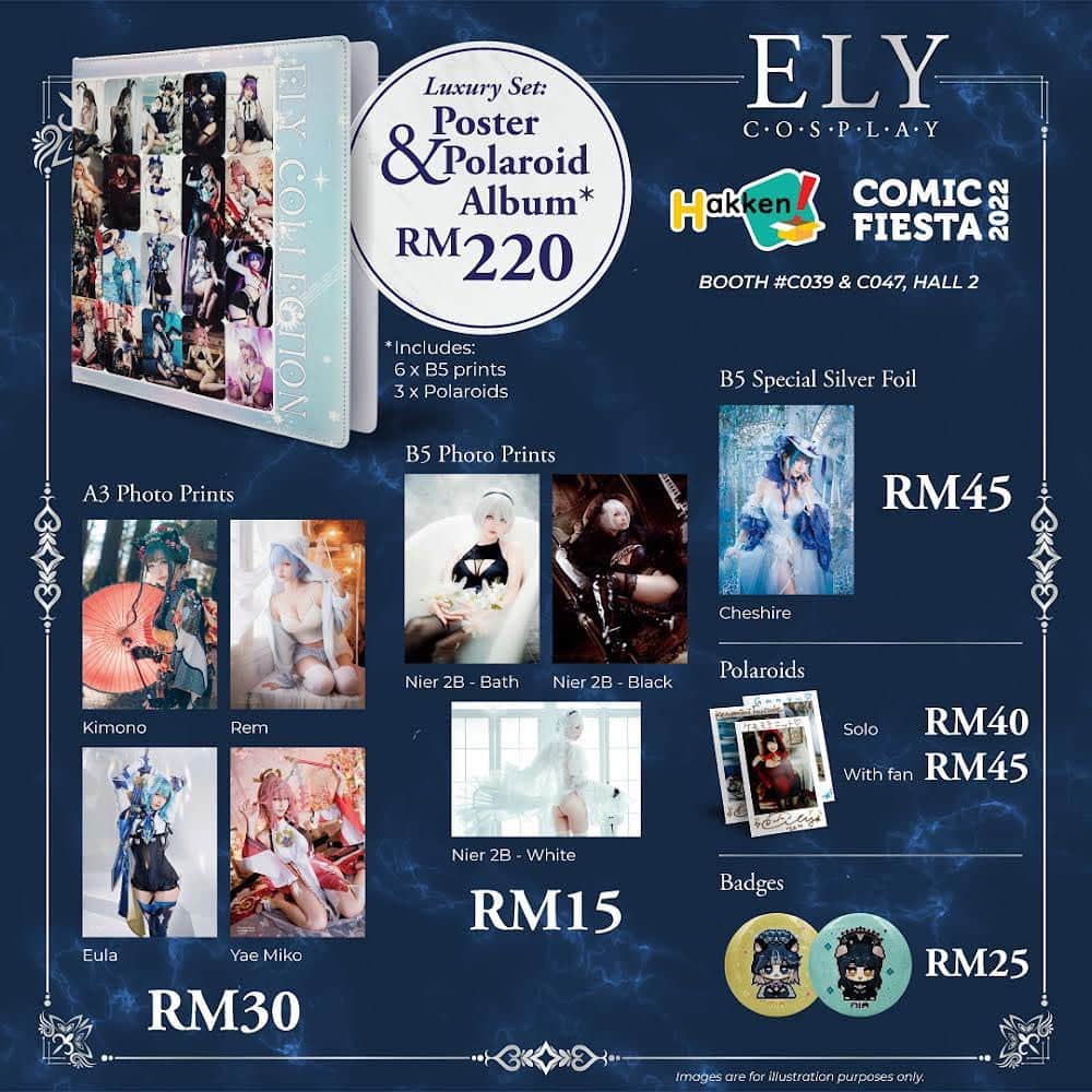 Elyさんのインスタグラム写真 - (ElyInstagram)「To all Ely's fans out there~  Check out Ely's full merchandise list that will be available at our booth during Comic Fiesta 2022!   Also, don't miss your chance to meet and greet Ely! Here's how:  ☑️ Step 1: Spend RM30 on non-Ely merchandise at Hakken! Booth ☑️ Step 2: Buy any of Ely's merchandise ☑️ Step 3: Once the above is done, present your receipts to the counter and receive a Meet & Greet pass  Hope wallet-kun is ready. 💸   #comicfiesta #comicfiesta2022 #cosplay #cosplaymalaysia #ACG #animemalaysia #anime  #animemerchandise #animemerchandisemalaysia #animelover」12月13日 17時37分 - eeelyeee