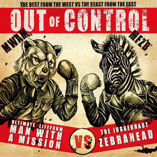 Zebraheadさんのインスタグラム写真 - (ZebraheadInstagram)「This is the cover of our spilt CD/DVD with Man With a Mission! Here is the track listing for it! 1.Out of Control (Zebrahead and MWAM) 2.The Cure (MWAM) 3.database (MWAM feat. Ali (Zebrahead) 4.Lockjaw (Zebrahead) 5.Blue Light Special (Zebrahead) The DVD features "Out of Control" Music Video Shooting Documentary! This comes out May 20th!! Mark your calendars! @mwamofficial @Mattyzebrahead @gomccases @Danbystereo #Zebrahead #mfzb #Japan #mwam #manwithamission @Tokyohiro」5月5日 9時21分 - zebraheadofficial