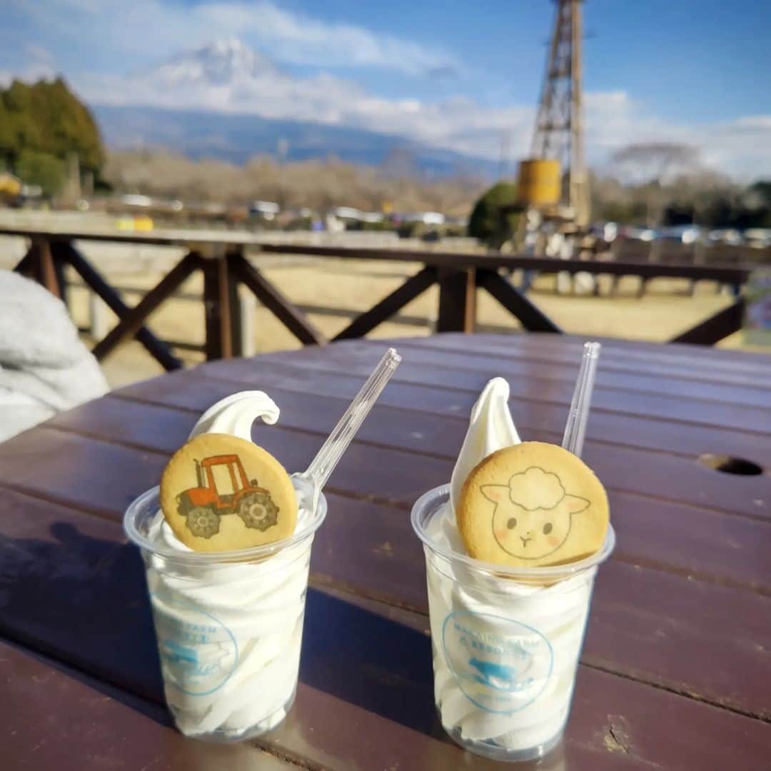 中田有紀さんのインスタグラム写真 - (中田有紀Instagram)「ちょっと高い場所から富士山をゆったり眺めることができて気持ちいいです。特等席だな😊 娘は引き馬体験したり、牛の乳搾りをしたり、放牧場で羊に追いかけられたり、餌やりをしたり、楽しそうでした😁 寒くても牧場のソフトクリームは食べる💕 #まかいの牧場 #スカイカウンター #牛さん #ソフトクリーム」1月9日 17時48分 - akinakada0508