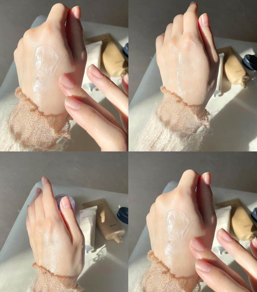 西川瑞希（みずきてぃ）さんのインスタグラム写真 - (西川瑞希（みずきてぃ）Instagram)「みずみずしく、うるおいに包まれる…💠上質なハンドケアで"手元綺麗"を育てていきましょっ//最近使いすぎているのはこの３つ。  乾燥がきになるときにはたっぷり塗ってマッサージするとすぐに生き生き。ベッドルームに置いて寝る前に塗れば翌朝もしっとり。朝のスキンケア後やメイク後に香りに癒されながら塗ったり。手を洗ったあとの保湿にも。  @pola_official_jp ✴︎ハンドコンフィチュール/ハンド美容液 (ぷるっとしたテクスチャーで、ツヤッと潤って、透明感たっぷりな手肌に！何度も塗りたくなるくらい。中に入っている小さなつぶつぶにはアーモンドオイルが入っていて馴染ませるとトロッととろけだします。アールグレイティーにぶどうのフレーバーを加えた上品な香りにもうっとり。年一回の限定生産みたいなのですがずっーと使っていたいくらい凄くいぃ。。♡)  @baum_global ✴︎アロマティック ハンドクリーム3 シンフォニー オブ ツリー (しっとりふっくら、柔らかく包み込んでくれるような心地よさ。BAUMは森林浴をしているような香りがほんとうに癒される。最近はハンドソープもBAUMを。いいアイテムがたくさんなのでプレゼントにも喜ばれます♡)  @beigic_jp ✴︎クラシック ハンド&ネイルクリーム (こっくりテクスチャーで保湿力もしっかり。なのにベタつかずつかえるところも気に入ってる。ネイルケアまでできるのでカサっと乾燥が気になったらすぐぬりぬり。意外と爪の横とかもカサカサしやすいので念入りに。香りも優しい自然の香りです♡)  乾燥も気になってきてハンドクリーム、今の時期は特に手放せません✨  また明日からもグッと冷え込みそうなので皆様もあたたか〜く過ごしてくださいね☺︎  #mizukitotalbeauty #beauty #handcare #handcream #ハンドクリーム #ハンドケア #保湿 #乾燥肌対策 #美容」1月23日 17時37分 - mizuki_nishikawa_