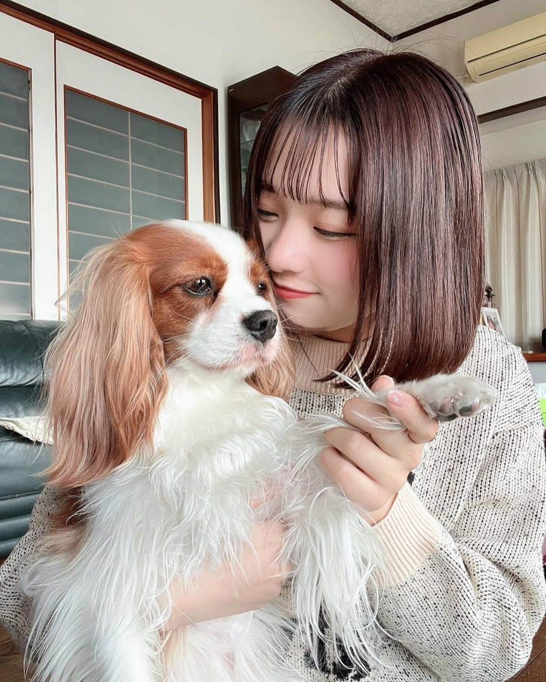 上ノ堀結愛さんのインスタグラム写真 - (上ノ堀結愛Instagram)「・ 癒されるぅ🐶🤍 2枚目とか特に可愛過ぎん？？」1月26日 19時01分 - yua.0201