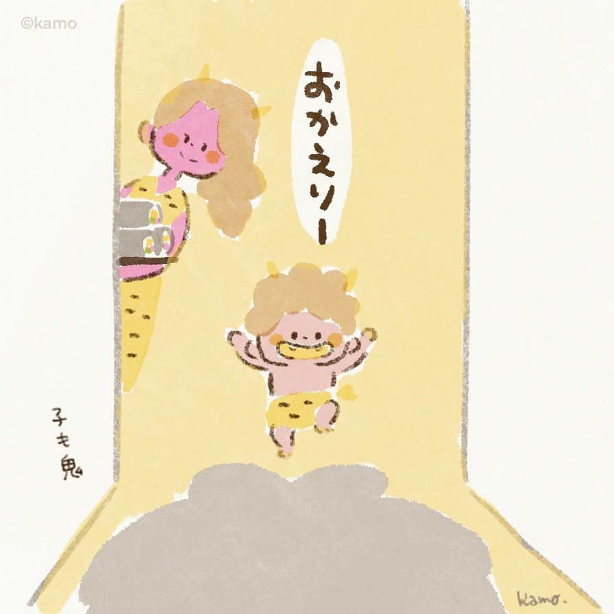 カモさんのインスタグラム写真 - (カモInstagram)「もも鬼家 #節分 #鬼 #もも鬼ちゃん #鬼ちゃんズ #イラスト #illustration #ウサギタケ系」1月30日 10時11分 - illustratorkamo