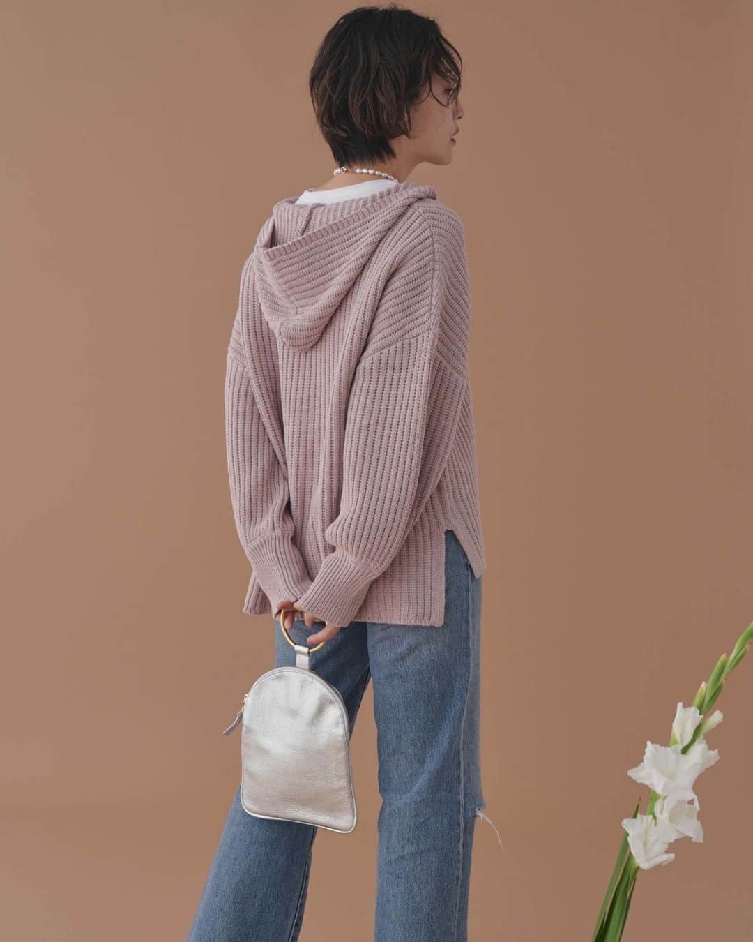 手洗いok! 着回し2way Vネック×クルーネックニットブラウン ニット