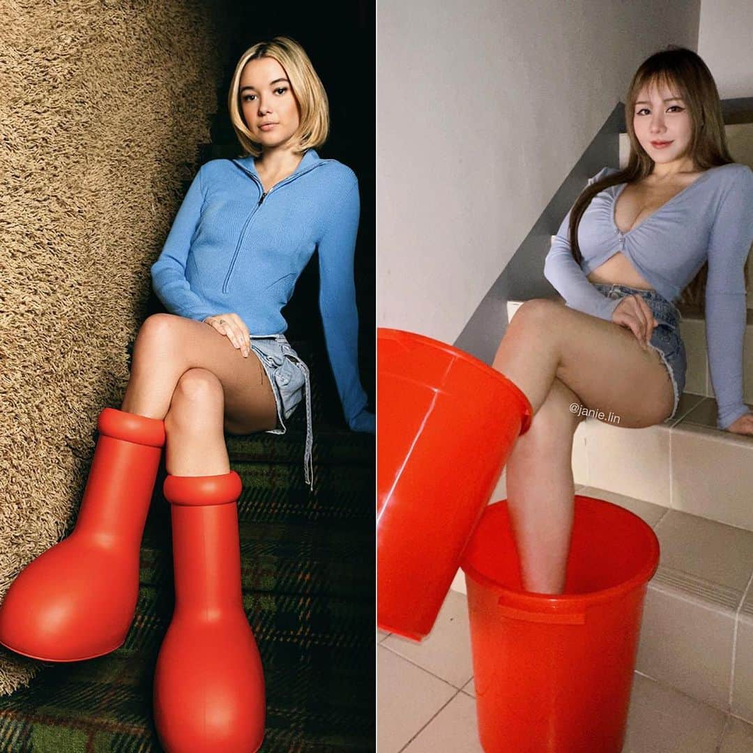 泥泥林さんのインスタグラム写真 - (泥泥林Instagram)「I & the Big Red Buckets❤️ ↖𝗦𝗵𝗮𝗿𝗲 & 𝗦𝗮𝘃𝗲↗ 紅鞋女孩來囉♬♬♬ 覺得如何🥰🫶 Be honestly, I love the top in the 1st pic.  Therefore, I took a series of photos in the top, check on my fanpage♡ （LlNK lN BlO) 其實我覺得第一張的上衣蠻好看的 所以有多拍了一組圖給訂閱會員🙈  #Original ： @mschf」2月10日 22時05分 - janie.lin