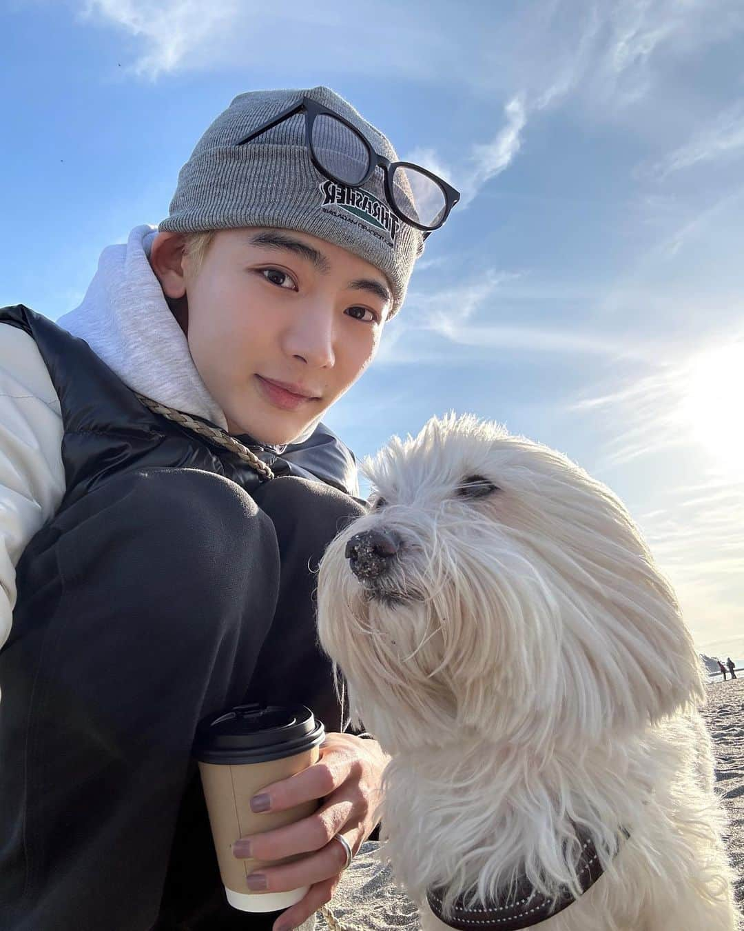 NOA（ノア）さんのインスタグラム写真 - (NOA（ノア）Instagram)「初海ラッフィー I took Laffy to the beach for the first time🐾 4枚目逞しい後ろ姿😂」2月11日 20時20分 - n_o_a_3_