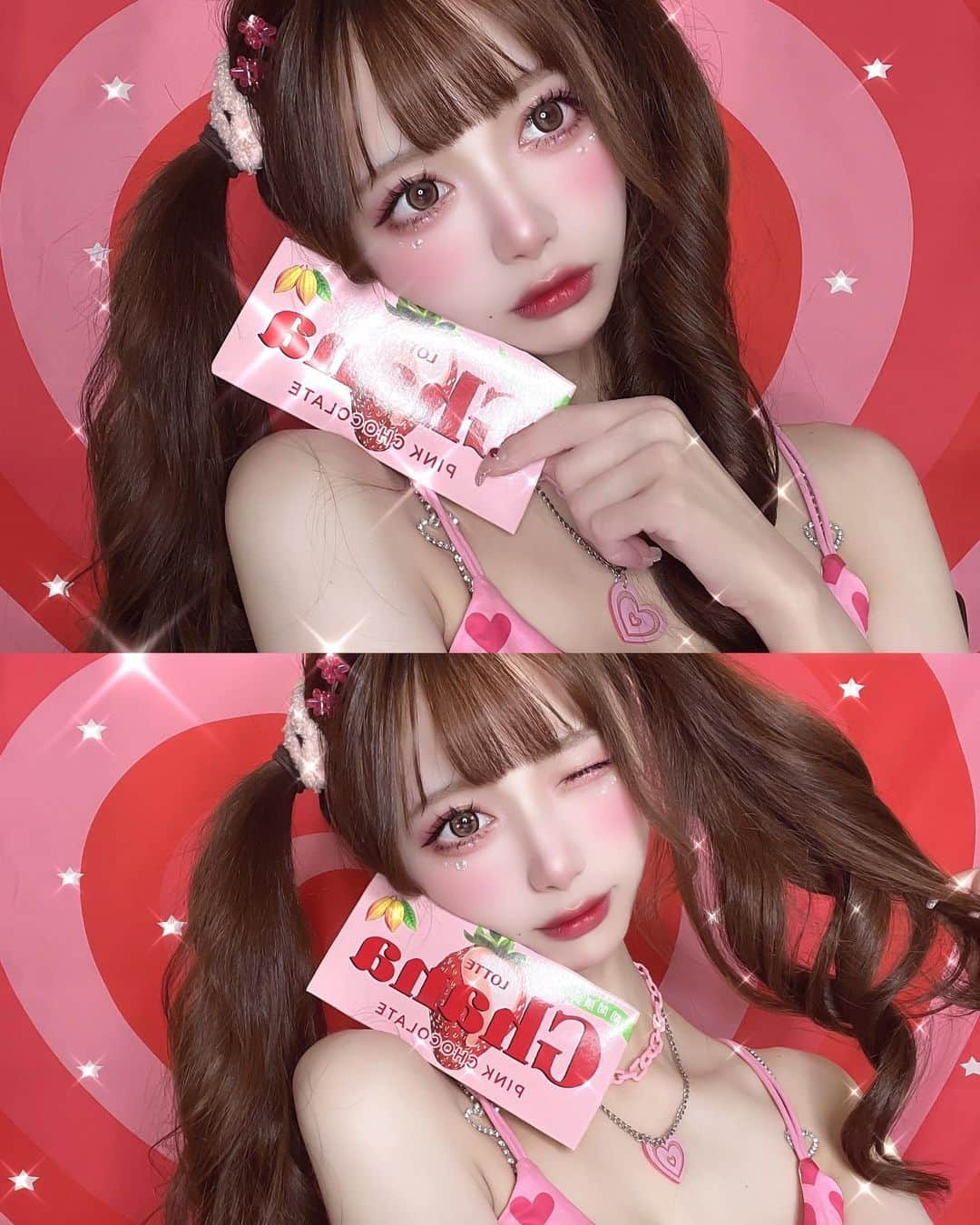 あやちゃんさんのインスタグラム写真 - (あやちゃんInstagram)「💗🫰🏻HappyValentine🍫´-  いつも投稿見てくれる皆がだーいすきです💘 これからもよろしくね💞  盛れたよね？🤎 いいねコメほちい🥺🍓  #バレンタイン #バレンタインチョコ #バレンタインデー #バレンタインコーデ #バレンタインメイク #韓国メイク #ピンクコーデ #ピンクメイク #ツインテール #ツインテールアレンジ #韓国アイドルメイク #韓国コーデ #ギャルメイク #ギャルコーデ #valentine #valentineday」2月14日 20時30分 - aya.you.love.r