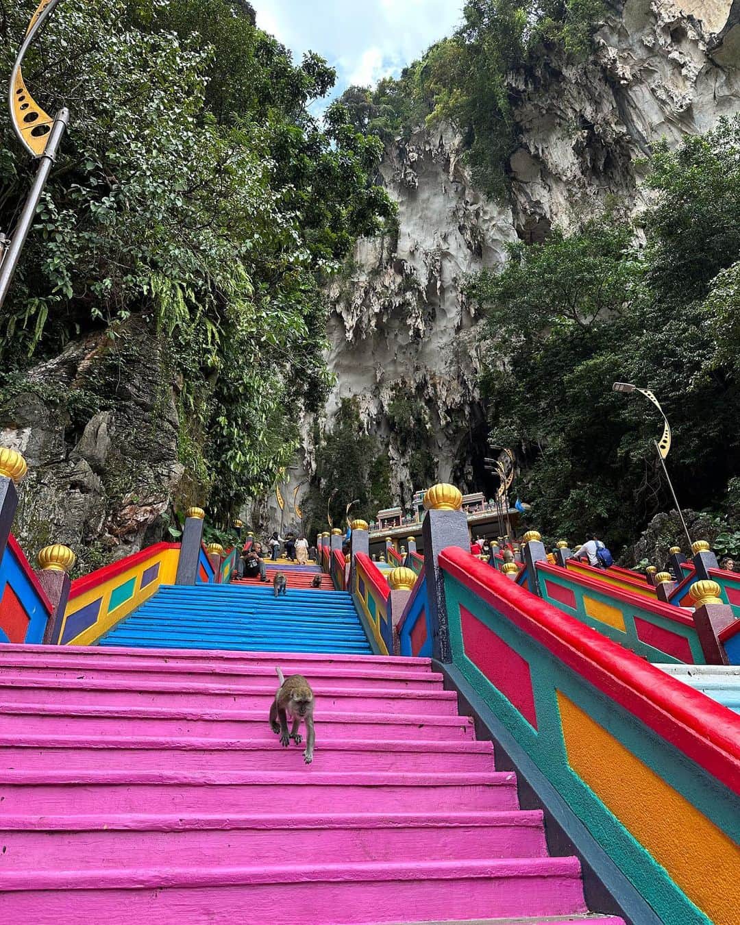 市原彩花さんのインスタグラム写真 - (市原彩花Instagram)「Batu Caves🌈 📍Malaysia  マレーシアにあるバトゥ洞窟🌈 カラフルなヒンドゥー教の寺院🌈 汗だくで階段登って、洞窟を中から見れたよ☀️  入場無料だし、クアラルンプールの街からgrabで20分(¥600くらい)だった🚕 女性は足が隠れてないとダメで、出てたらスカーフ買わなきゃ登れないよ👖  引くほどハトと猿がいるので、気合い入れて行こう🤣🕊🐒  服はチェンマイで1800円くらいで買った〜😙 チェンマイ可愛い服多過ぎて爆買い🥰 チェンマイ投稿はKLが終わったらまたするね🇹🇭  #batucaves#バトゥ洞窟#クアラルンプール#kualalumpur#マレーシア#malaysia#マレーシア観光#マレーシア旅行#クアラルンプール観光#クアラルンプール旅行#malaysiatravel#malaysiatrip#kualalumpurtrip#海外旅行#海外生活#海外移住#東南アジア#japanesegirl#asianmodel」2月25日 10時25分 - ayaka_ichihara