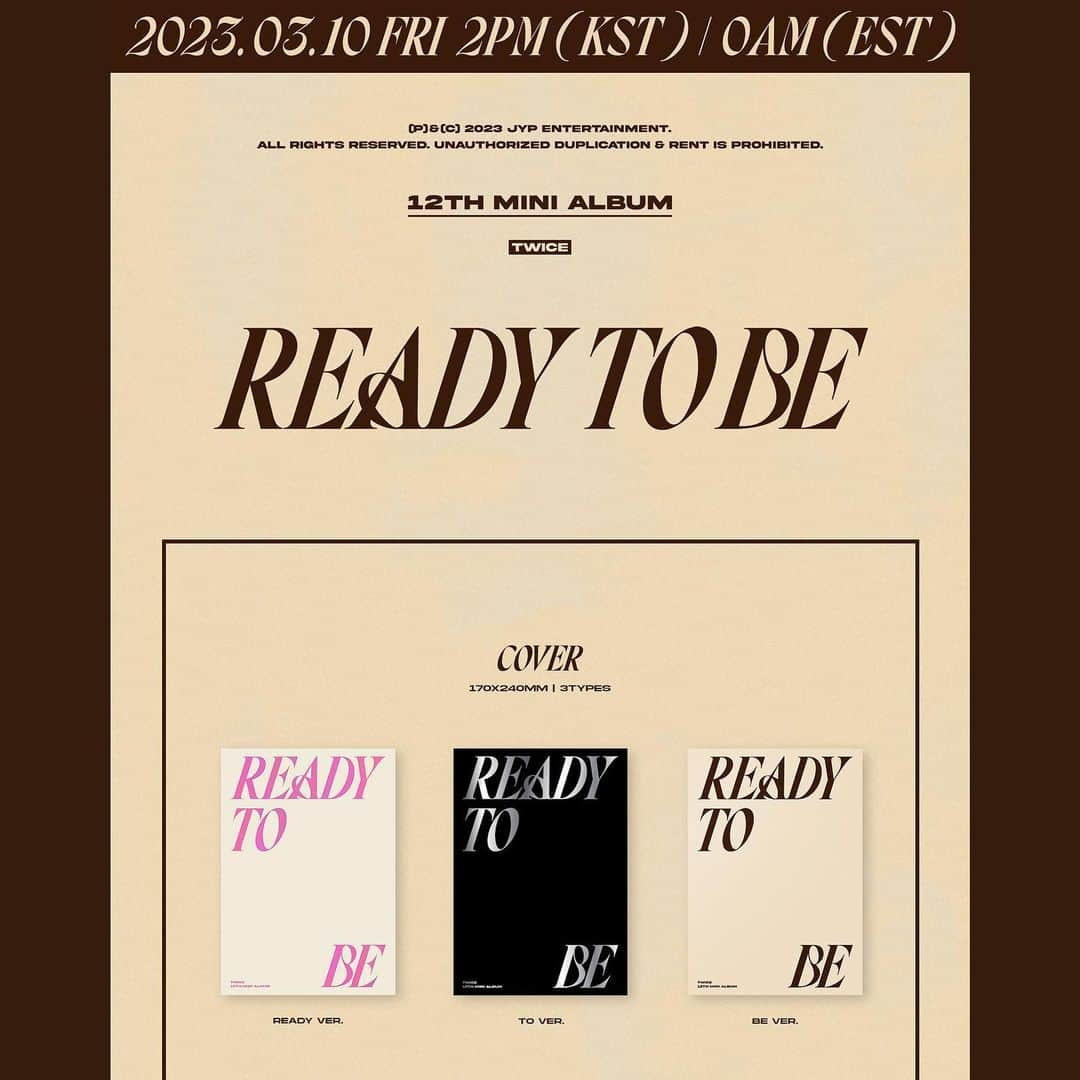 TWICEさんのインスタグラム写真 - (TWICEInstagram)「TWICE 12TH MINI ALBUM "READY TO BE"  Album Preview Full Ver.  Release on 2023.03.10 FRI 2PM KST/0AM EST  📌"READY TO BE" Pre-save & Pre-order https://TWICE.lnk.to/READYTOBE  #TWICE #트와이스 #READYTOBE #SETMEFREE」3月3日 0時02分 - twicetagram