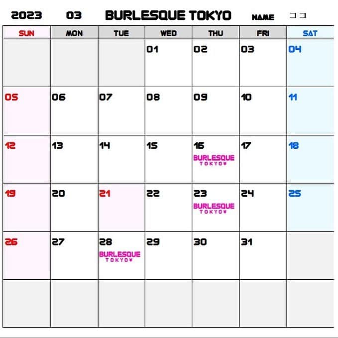 COCOさんのインスタグラム写真 - (COCOInstagram)「👗🎀  3月の出演日お待たせしました🤍 (２枚目を見てね☑︎) @burlesque.tokyo」3月3日 19時54分 - coco_coco000