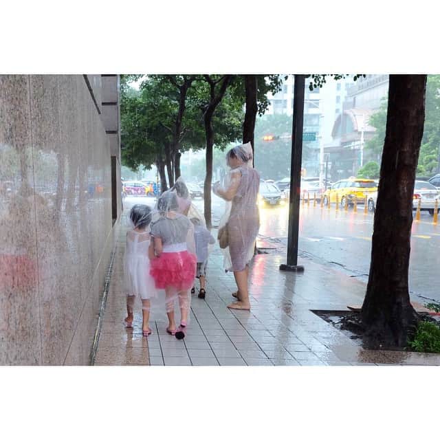 武智志穂さんのインスタグラム写真 - (武智志穂Instagram)「雨宿りしていても一向に大雨が止まず… 時間も迫ってきていたので諦めて、ずぶ濡れになりながら帰っている途中に😳 ビニール袋をカッパ代わりにして、楽しそうに歩いている親子に遭遇！ 微笑ましかったなぁ。ほっこり。  #台湾 #梅雨明けたんですよね？」6月14日 17時23分 - shiho_takechi