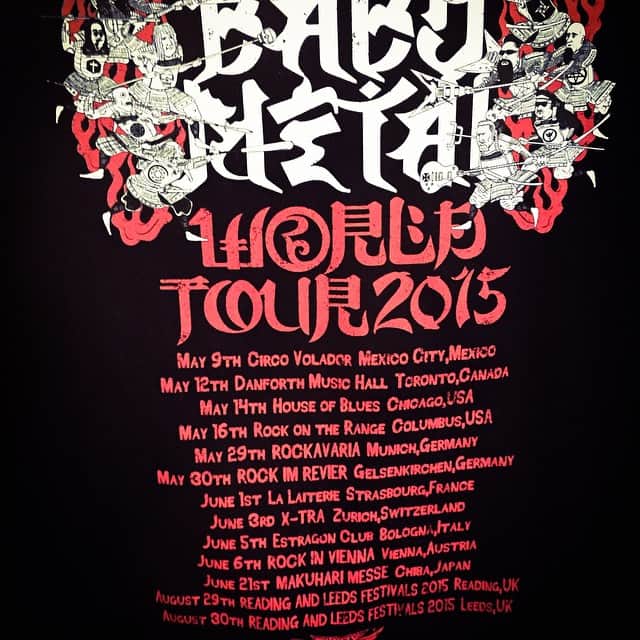 BABYMETALさんのインスタグラム写真 - (BABYMETALInstagram)「New WORLD TOUR 2015 T-Shirts is coming! Available at ROCKAVARIA! Show starts at 18:55 #Rockavaria #BABYMETAL #Munich」5月29日 23時19分 - babymetal_official