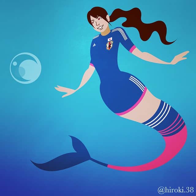 hiroki.38さんのインスタグラム写真 - (hiroki.38Instagram)「見た目より獰猛／Mermaid of shark  #鮫島彩 #鮫島 #人魚 #サメ #inac神戸 #イラスト #サッカー #サッカーイラスト #日本代表 #なでしこジャパン #なでしこ #お買い物ドリブル #football #footballplayer #soccerplayer #womensfootball #illustrator #illustrations #vectorart #illustagram #sameshima #ayasameshima #inac #nadeshiko #soccerillustration #mermaid #worldcup #shark #womensworldcup」6月5日 3時35分 - hiroki.38