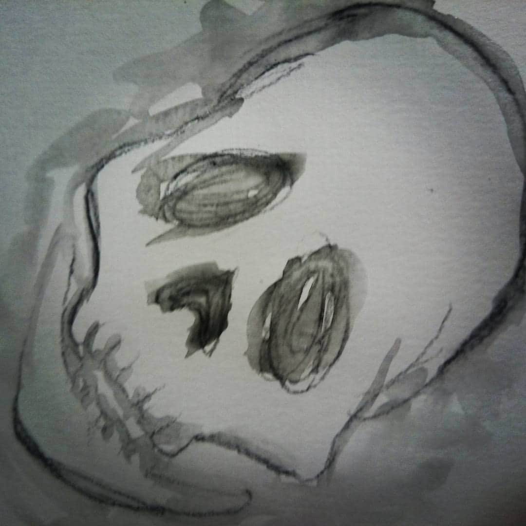 花井美理さんのインスタグラム写真 - (花井美理Instagram)「#Skull #drawing  #watercolor #Thinkingonarainyday」7月8日 14時43分 - miri_hanai