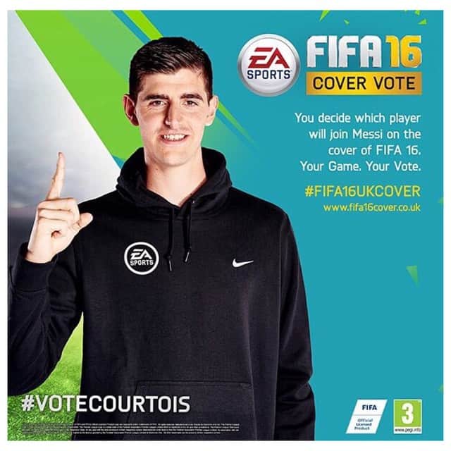 ティボ・クルトゥワのインスタグラム：「The FIFA need a goalkeeper on the #FIFA16UKcover! Guys, help him by voting! ⚠️ LINK IN BIO ⚠️ #thibautcourtois #votecourtois」