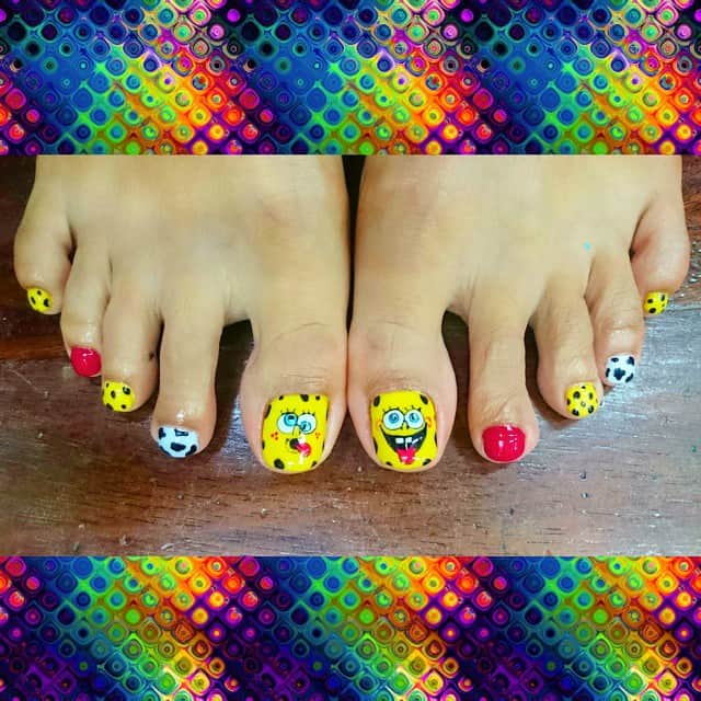 Mika Jimboさんのインスタグラム写真 Mika Jimboinstagram またまた ゲーガイ で フットネイル してきた なぜか前回より安かった ここの価格設定が謎過ぎる バンコク ネイル ジェルネイル スポンジボブ スポンジボブネイル キャラ ネイル おかわ バンコク