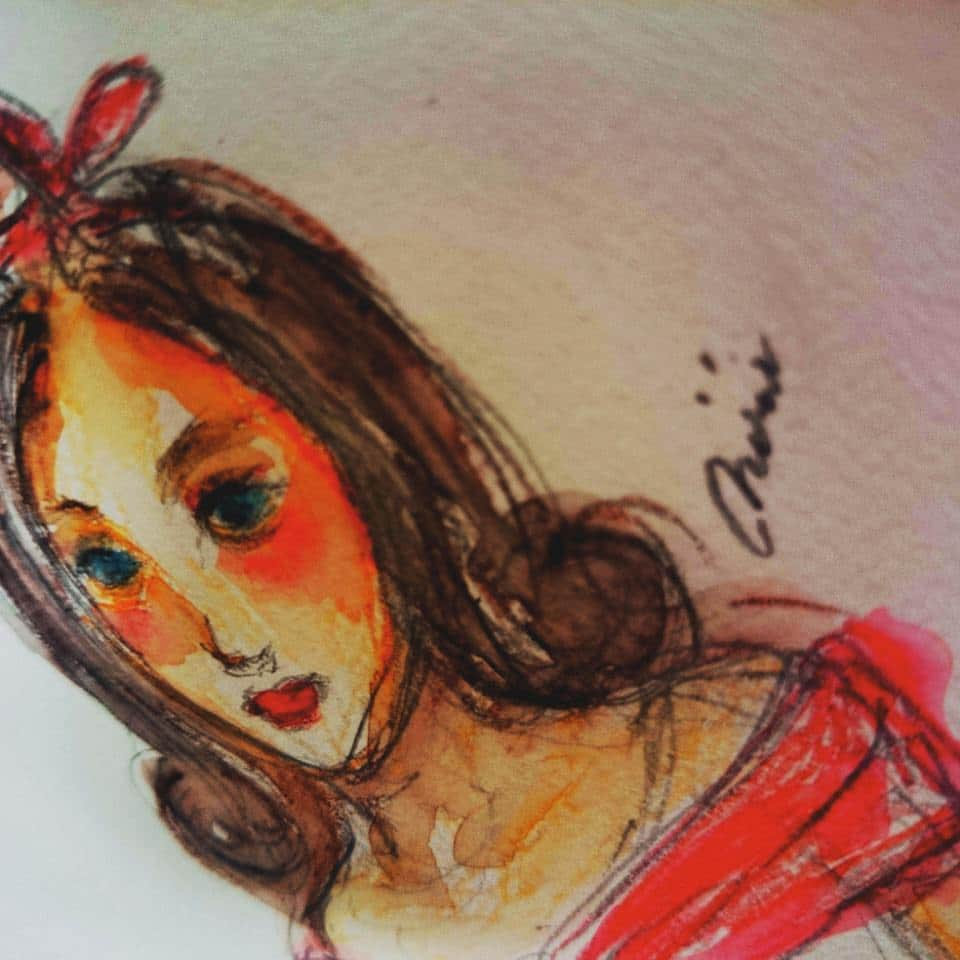 花井美理のインスタグラム：「#drawing  #Watercolor #水彩画 #描いてみた」