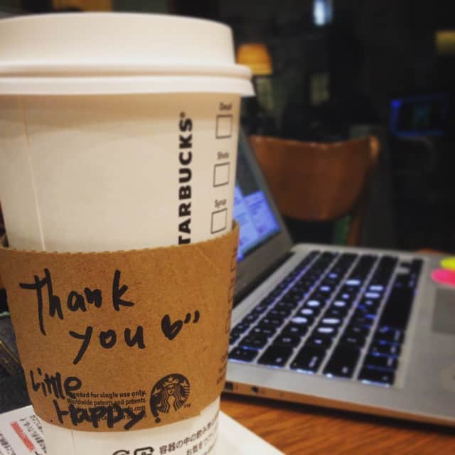 都倉賢のインスタグラム：「#thankyou  #littelhappy #スタバのこーゆーとこすっきやねん #Starbucks 色々と学びがあった1日でした^ ^」