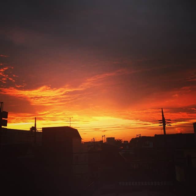 志摩有子さんのインスタグラム写真 - (志摩有子Instagram)「海の日、一歩も外に出なかった今日、キッチンから眺めた燃えるような夕焼けで夏を感じる。 #海の日 #夕焼け #下町 #台所しごと #ヴィンテージハウスM」7月20日 19時05分 - ariko418