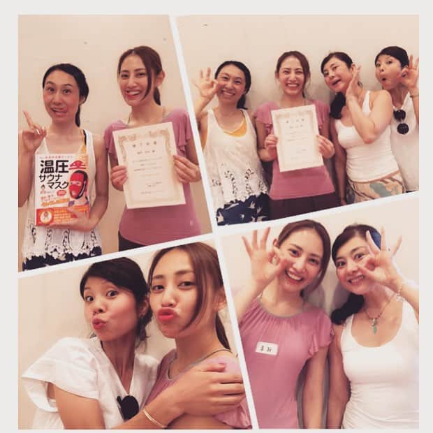 島村まみのインスタグラム：「#フェイシャルヨガ#顔ヨガ インストラクターの資格取りました❤️😙😳 #小顔 #シワなくなる #笑顔きれい #表情豊か #yoga ウェア#suria です💕」
