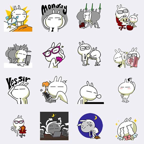 Tuzkiのインスタグラム：「Brand new "Tuzki's Office Life" stickers now available on WeChat. Check it out! It's free! ‪#‎Tuzki ‪#‎Stickers ‪#‎WeChat ‪#‎TuzkisOfficeLife」