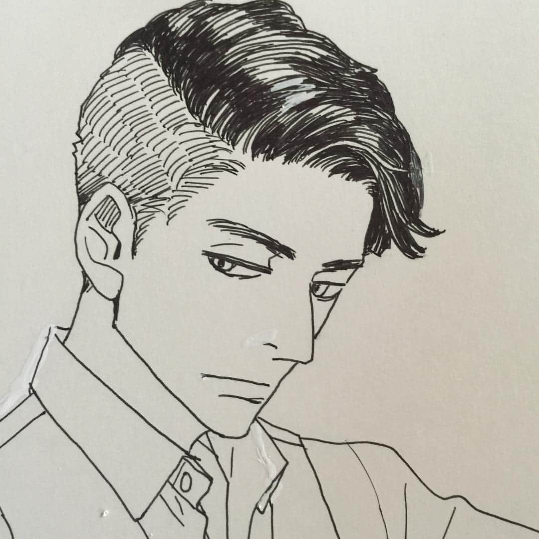 安野モヨコのインスタグラム：「修正液が見えてますが…グリーティングカードイラストの一部です。  #leon #鼻下長紳士回顧録 #安野モヨコ  #moyoco  #moyocoanno #handsome #boy #guy #instaart #instagood #instafashion」