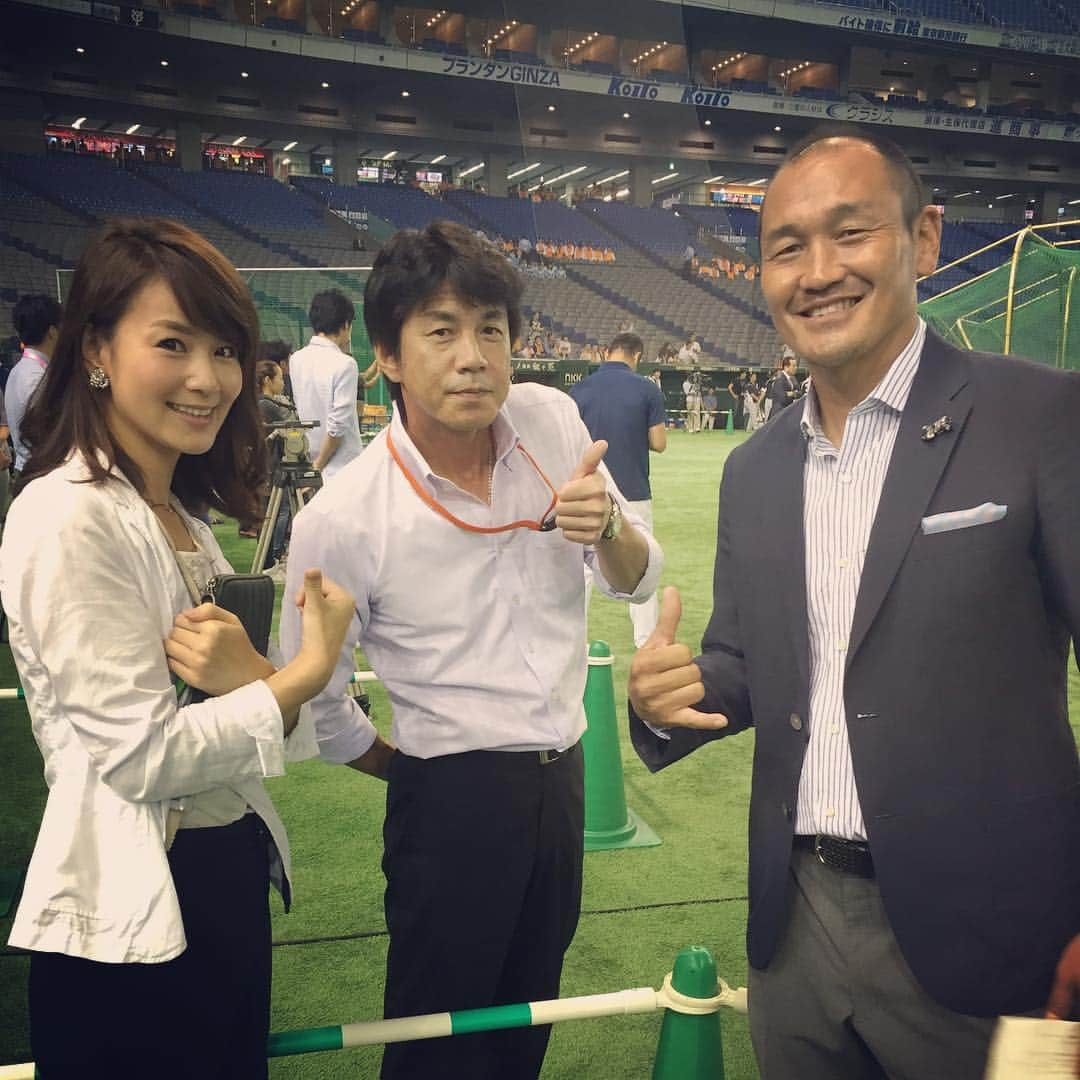 秋元玲奈さんのインスタグラム写真 - (秋元玲奈Instagram)「東京ドームに秋田さん！ #サッカー解説 #秋田豊さん #野球解説 #緒方さん #ネオスポ #みんな東京ドーム #集合 #今夜23時から🎵」8月29日 16時32分 - rena_akimoto