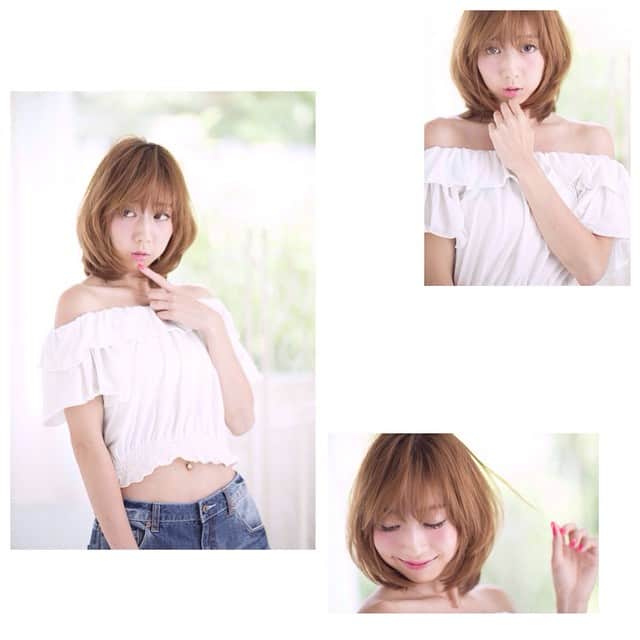のインスタグラム：「そういや今年の夏スタイルは大分前のこの撮影で〆だったのだなああ😭 夏短すぎてつらい🙈 #ThrowBackThursday #shooting #model #hairsalon #salonmodel #me #hair #japanesegirl #instagood #byebye #summer #TBT #サロンモデル #夏 #撮影 #へそぴ #冬眠」