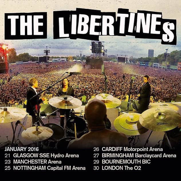 ベイビーシャンブルズのインスタグラム：「Don't forget there were some early tickets released today for The Libertines' January tour. Check FB & Twitter for the links X」