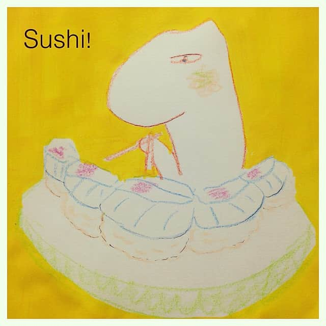 tacoscさんのインスタグラム写真 - (tacoscInstagram)「🐱I love Sushi! 🐱富山で食べた岩魚の寿司の絵です。 ーーーーーーーーーーー 😺Line Sticker"Natto Man and Natto Lover" ラインスタンプ「納豆チョッキ野郎とミセスストロンガー」発売です。 http://line.me/S/sticker/1161022 ーーーーーーーーーーー 🌺Twitter →http://twitter.com/taco_emonemon」9月18日 1時02分 - _uni_ika