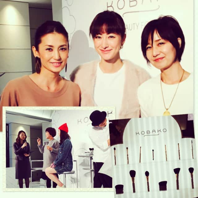 前田ゆかさんのインスタグラム写真 - (前田ゆかInstagram)「KOBAKO新メークアップブラシ発表会！ 「キレイを作る道具選び」山本浩未さんによるセミナーが開催されました！ ファンデーションのブラシを使うと指やスポンジと違って、時代に合ったメイクになりますよ！  と山本浩未さんに教えていただき、さっそく明日から使うのが楽しみになりました〜〜 ドライ肌のDタイプ オイリー肌のOタイプ の二種類肌悩みにアプローチした新発想メイクアップブラシ 10月21日発売！ ブラシを変えればメイクが変わる。  #KOBAKO #貝印 #熊野 #ビューティーブラシ #美魔女の斉藤芳恵さんと蔵重和枝さんと偶然ばったり」10月6日 20時43分 - maeyuka