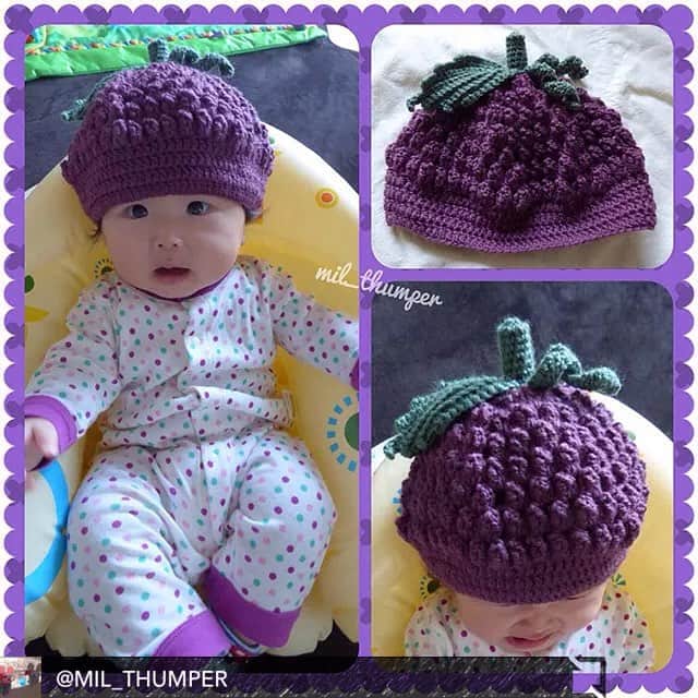 ママリさんのインスタグラム写真 - (ママリInstagram)「#regram @mil_thumper #via #APP @ootd_WITH: 今日はとっても可愛いぶどうの妖精さんを紹介します♡ ️ * *  少し肌寒くなってきたので、秋らしい帽子を編んでみました🍇 * * こんな可愛い帽子が編めちゃうなんて！！耳までスッポリ可愛いです♡♡ @mil_thumper  さん素敵なお写真ありがとうございました♡  #手編み部 #赤ちゃんが寝てる間に作成  #手編み帽子 #手編みの帽子 #ニット帽  #knitcap #ハンドメイド帽子 #かぎあみ帽子  #ぶどう #ぶどうの王様 #ぶどうの妖精 #ユニクロベビー #新米ママ #親バカ部 #babyjapan #grapes #cute #ママリ #我が子のベストショット募集中 #可愛い日常のお写真に#ママリをつけて投稿してください #日常の可愛いを共有 #かわいい #ig_kids  #ig_kidsphoto  #ig_oyabakabu #kids_japan」10月13日 15時48分 - mamari_official