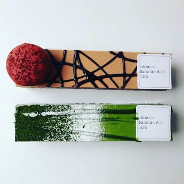 Pâtisserie Sadaharu AOKI Parisのインスタグラム：「Regram from @marta_and_paris -  @sadaharuaoki is my favourite pastry chef who infuses Japanese flavours into traditional French pastries. 'Bamboo' (below) is made with matcha tea (!) - you didn't have to convince me twice 😋🍵 #matcha #sadaharuaoki #pattiserie #sadaharuaokiparis  Thank you Marta❗❤❤」