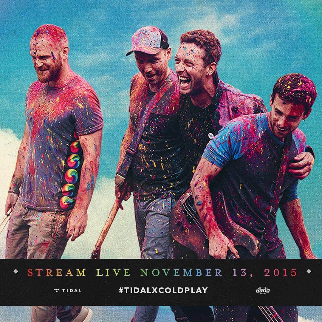 Coldplayのインスタグラム：「@tidal are celebrating the upcoming release of A Head Full of Dreams (out Dec 4) with the live stream of #TIDALXColdplay presented by @KROQ. The band will be performing tracks from the new album for the first time at the Belasco Theater in LA on Friday the 13th.」