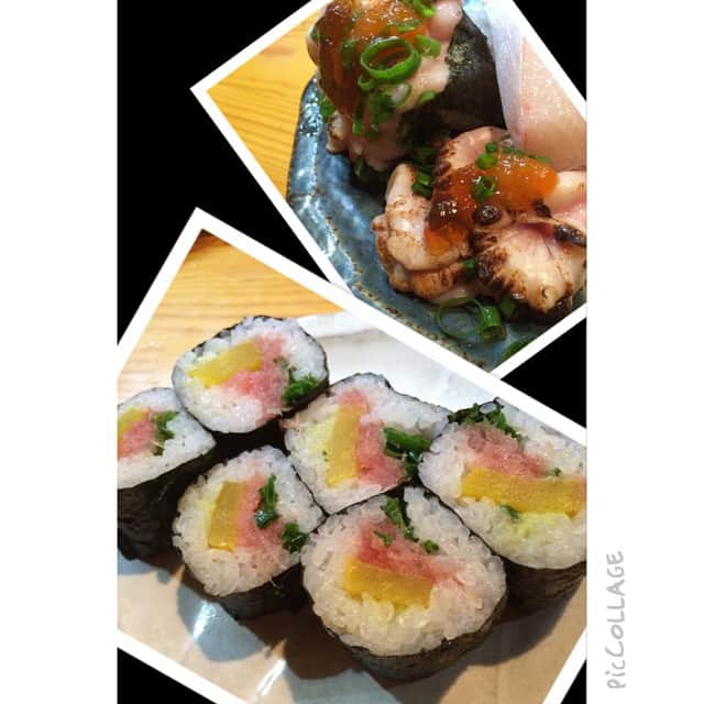 森田展義さんのインスタグラム写真 - (森田展義Instagram)「阪南町三丁目にある 『すし 浩』なる処で 『鱈の白子にぎり』なるものと 『ノブ巻き』（私がここで頼んだオリジナル巻寿司）なるものを食す！  #sushi  #abeno」11月8日 0時30分 - nobmorley