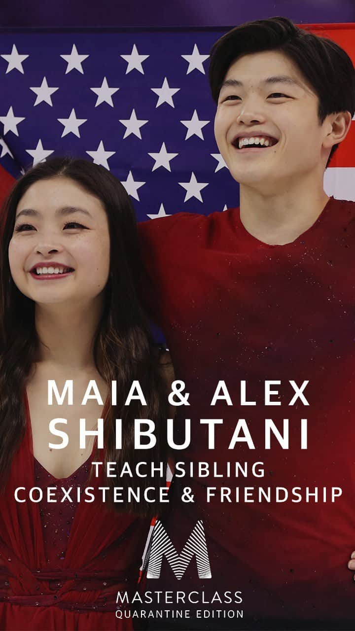 マイア・シブタニのインスタグラム：「Meet your newest instructors: Siblings, Olympians, and authors, Maia & Alex Shibutani. In their first ever online class, the “ShibSibs” teach you about coexistence, friendship, and how to survive and thrive with your sibling(s) while together during quarantine.  This is a MasterClass: Quarantine Edition parody sketch that @alexshibutani and I made last week.  For as long as we can remember, we’ve been asked about our unique friendship and sibling bond. We always receive comments and messages like: “How do you guys get along so well?”, “Oh I could never work with my sister/brother”, “My brother hates me lol”, “Your parents must be so proud”, etc.  Then the pandemic began. We received a noticeable uptick in comments, messages, and emails re: getting along with a sibling, or messages from parents (jokingly) asking if we, or our parents, had any tips on keeping the peace during this uncertain time.  SO - we wrote this sketch, shot the video remotely, and edited it over the course of the past week while working on other projects and raising money for @getusppe. Then, we saw @nbcsnl ran a really funny MasterClass: Quarantine Edition parody sketch starring Chloe Fineman. We were bummed that they released their version before we got ours out. . . but they’re definitely different and well, they’re SATURDAY NIGHT LIVE, so we’re in good company. You can learn how to layer hoodies from Timothée Chalamet AND learn how to get along with your sibling from us. 😝  Here’s the offer... we thought that this video was a fun way to help raise some additional money for GetUsPPE. While we haven’t done our own MasterClass on the subject yet, we are opening up opportunities for sibling counseling via Zoom.  If you donate $50 to our GoFundMe Charity page that directly supports GetUsPPE (an organization working to solve the critical PPE shortage crisis on the front line), we will schedule a 15 minute call with you and your sibling (or your children - if you’re a parent who’s interested in this). All you have to do is leave a comment saying: “MasterClass”, along with your donation to the page.」