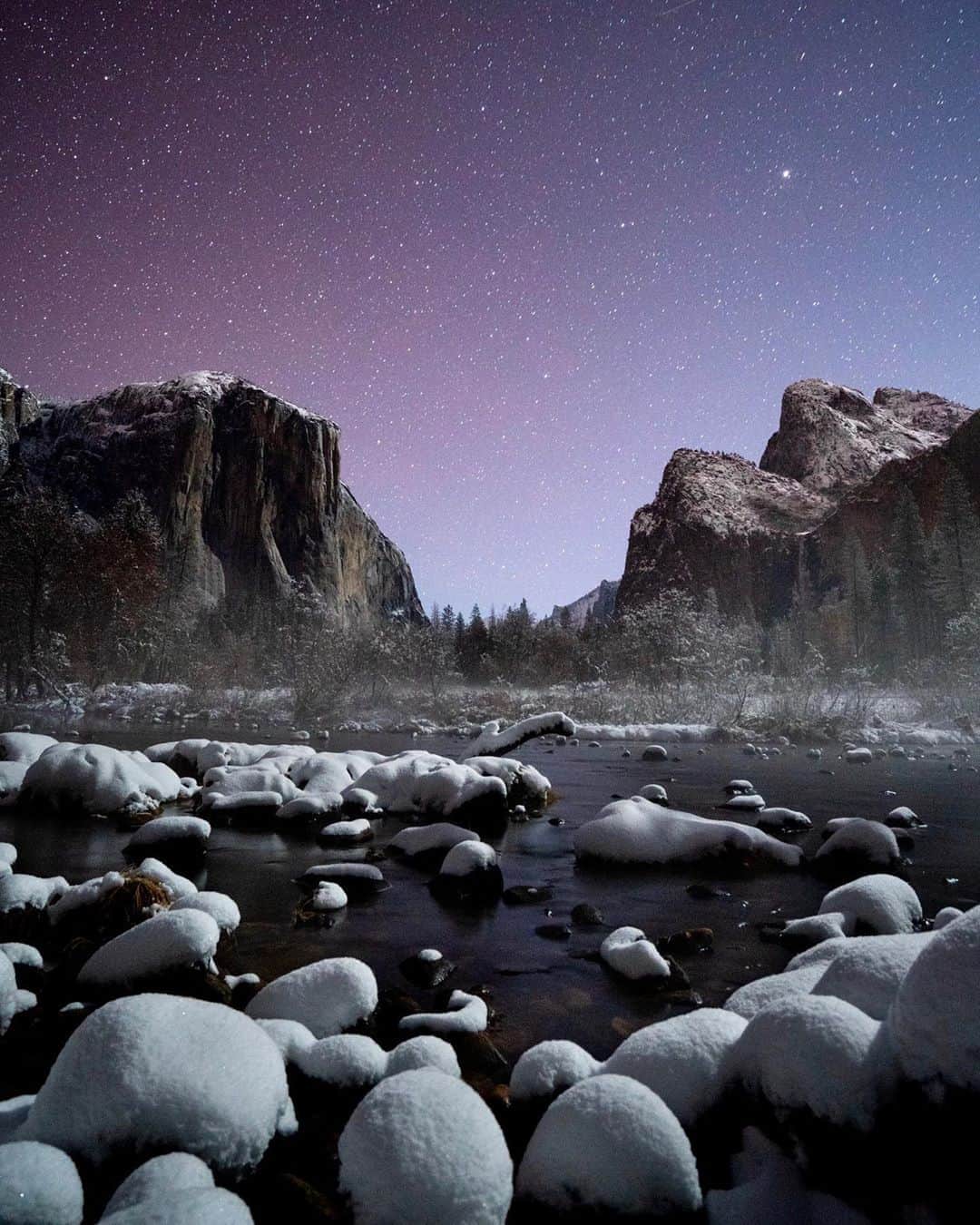 Travis Burkeのインスタグラム：「Winter, Spring, Summer, and Fall in Yosemite! Which is your favorite season to visit or what time of year would be your dream to visit once the park reopens?  I was also glad to hear in recent news that the wildlife here in the park (and around the world) is flourishing during these crazy times. #yosemite #seasons #yosemitenationalpark」